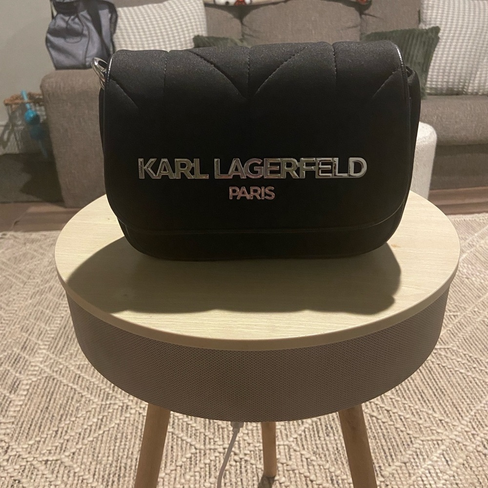 Karl Lagerfeld Black Bag with Silver and Pink Accents